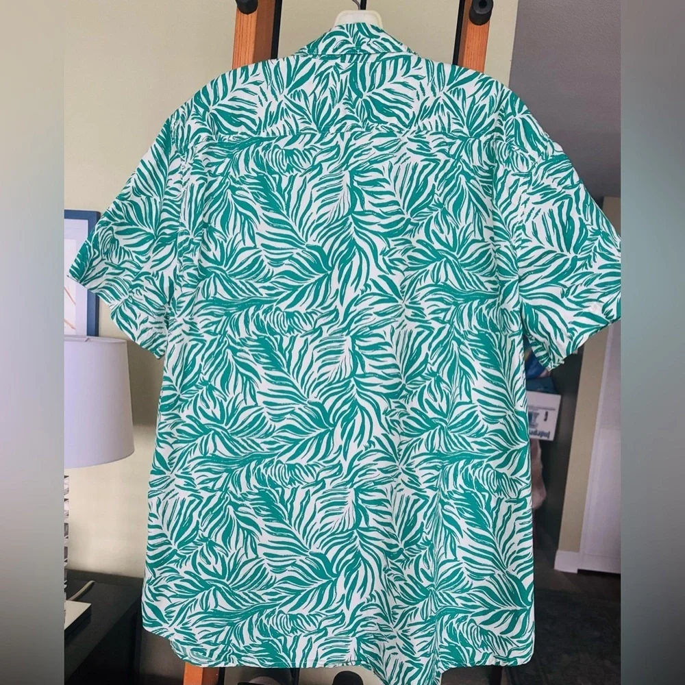 Levis Cabana Shirt Green Floral Short Sleeve Cotton Hawaiian Shirt Size XXL